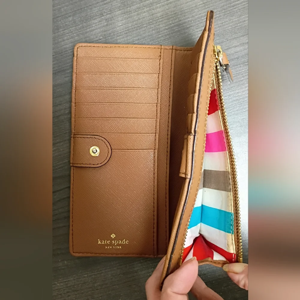 Kate Spade Light Brown Wallet with Gold Accent